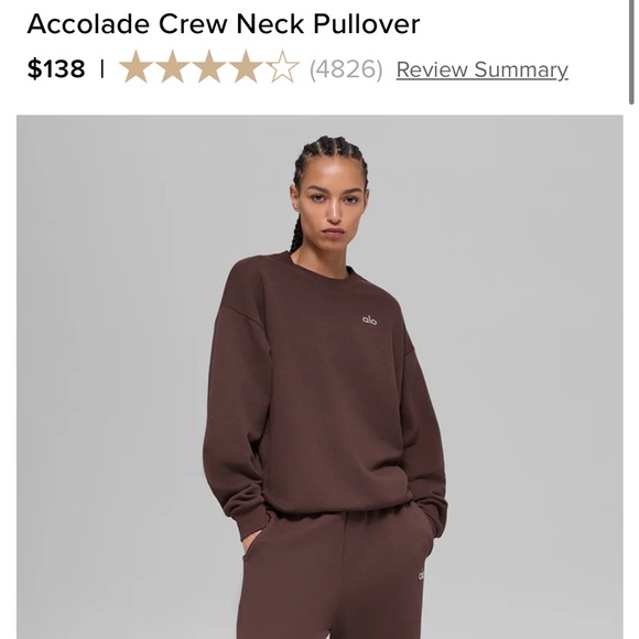 ALO Yoga women’s brown accolade crew neck pullover - Picture 3 of 8